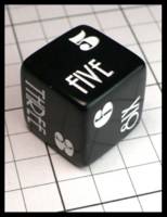 Dice : Dice - 6D - Balck with White Numerals and Word - JA collection Apr 2024